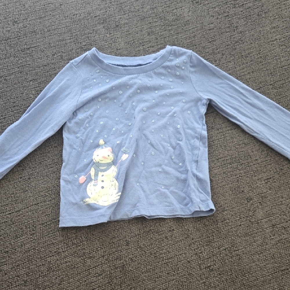 Kids Blue Snowman Long Sleeve Shirt